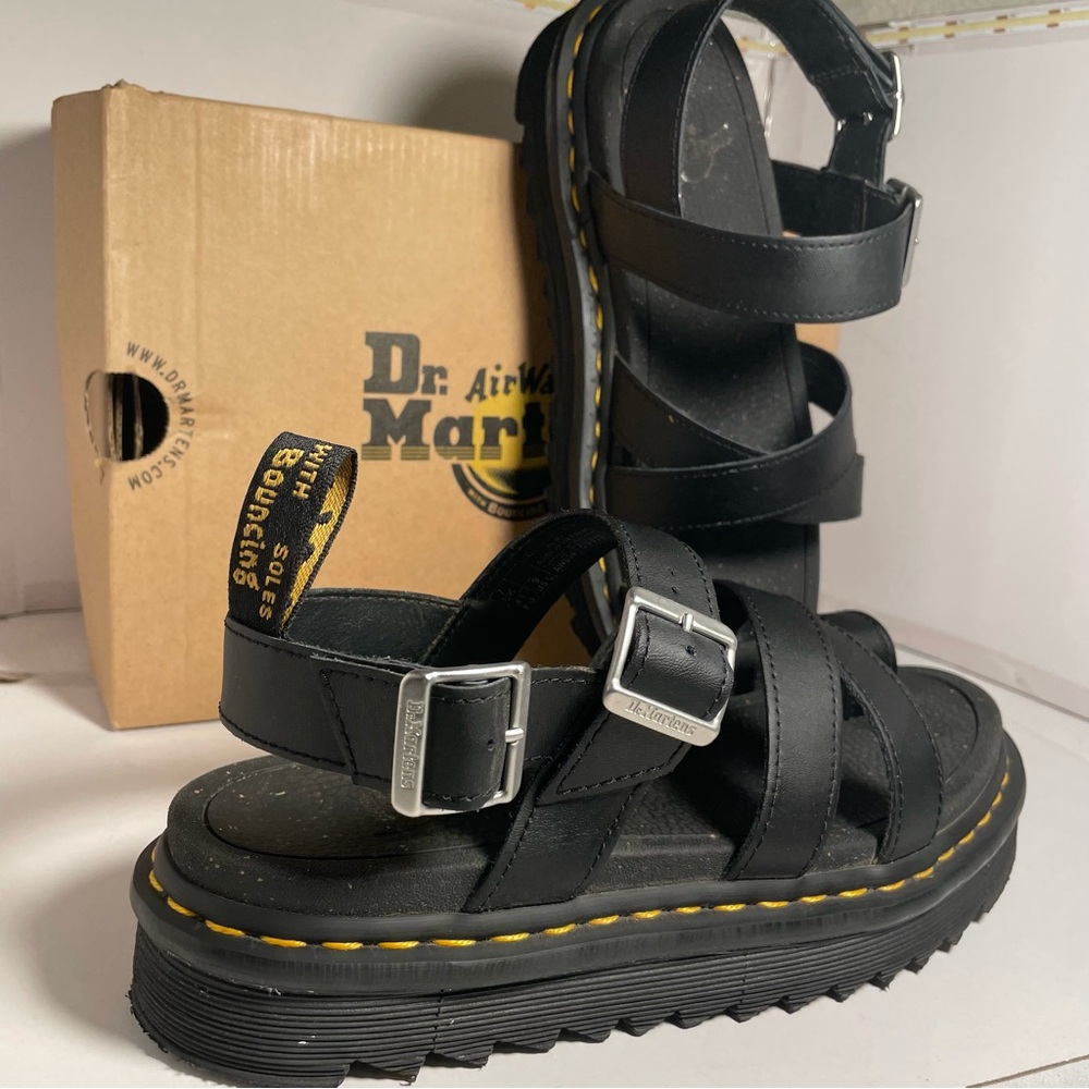 Dr. Martens Black Leather Buckle Sandals Size 9 - Picture 3 of 15